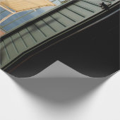 Der Sessel aus weißem Metall neben dem Zaun Geschenkpapier (Ecke)