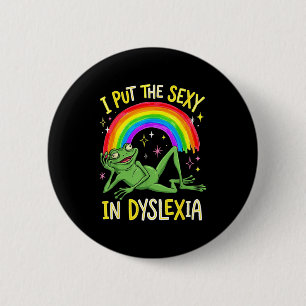 Der Setzt Legasthenie Frosch Regenbogen Humor Button