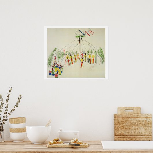 Der Shoshone Sun Dance (Pigment auf Muslin) Poster (Küche)