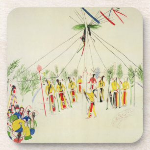 Der Shoshonesun-Tanz (Pigment auf Musselin) Getränkeuntersetzer