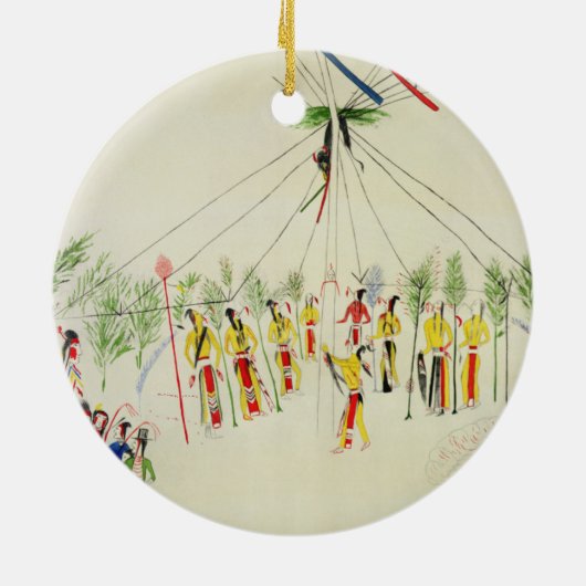 Der Shoshonesun-Tanz (Pigment auf Musselin) Keramikornament (Hinten)