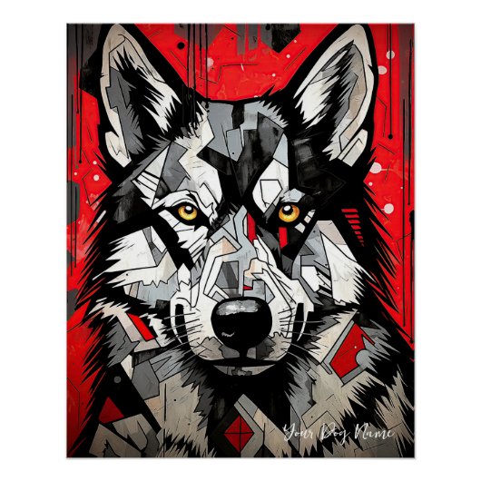 Der sibirische Husky-Hund, rot und schwarz 002 - U Poster (Vorderseite)