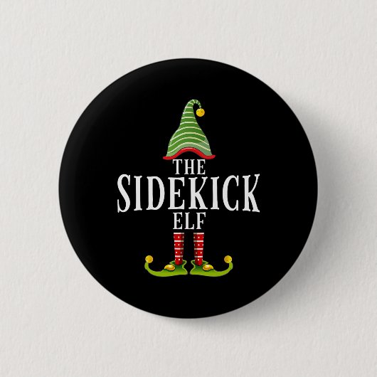 Der Sidekick-Elf Lustige passende Pyjama-Weihnacht Button (Vorderseite)