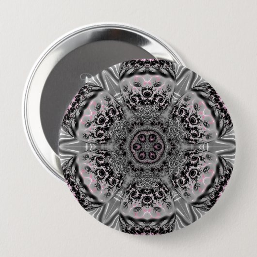 Der silberne Fraktalgarten Button (Vorne & Hinten)
