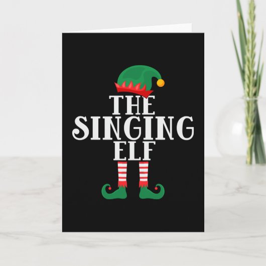 Der singende Elf Lustiges Weihnachten Karte (Vorderseite)