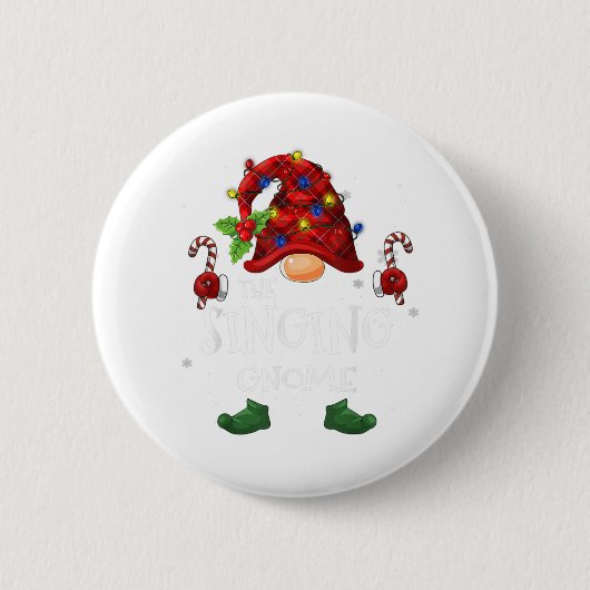 Der singende Gnome Buffalo Karierte Weihnachtsbaum Button (Vorderseite)