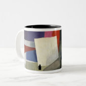 Der Sitzmann oder der Architekt Zweifarbige Tasse (Vorderseite Links)