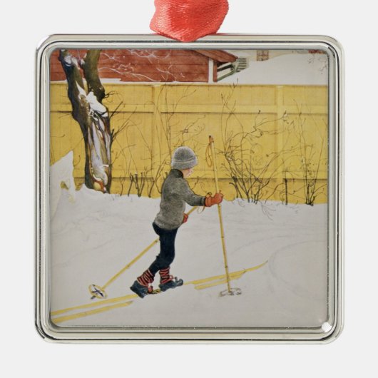 Der Skifahrer, c.1909 Silbernes Ornament (Vorne)
