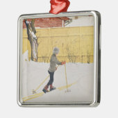 Der Skifahrer, c.1909 Silbernes Ornament (Links)
