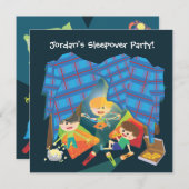 Der Sleepover-Schlummer-Party Einladung des Jungen (Vorne/Hinten)