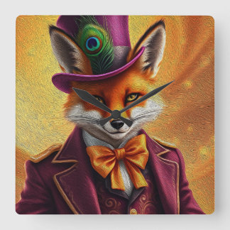 Der Sly-Fox-Diplomat Quadratische Wanduhr