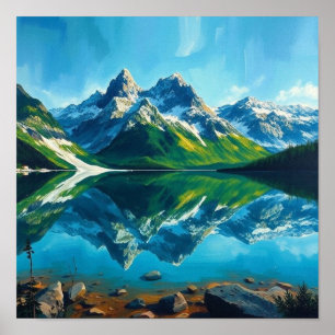 Der Smaragdspiegel: Eine majestätische alpine Refl Poster