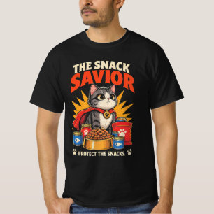 Der Snack Retter Lustiger Superheld Katzenfutter L T-Shirt