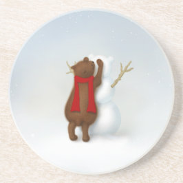 Der Snowbear Niedlich Baby Bear Winter Getränkeuntersetzer