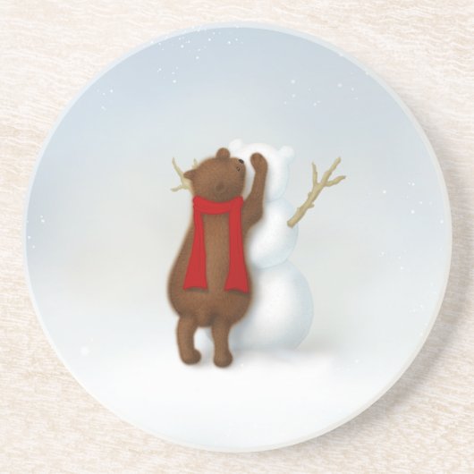 Der Snowbear Niedlich Baby Bear Winter Getränkeuntersetzer (Vorne)