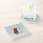 Der Snowbear Whimsical Baby Bear im Winter Glasuntersetzer (Schrägansicht)