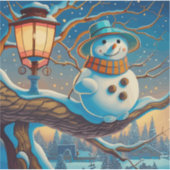 Der Snowman neben den Lampenschirmen der Straße Aufkleber (Vorderseite)