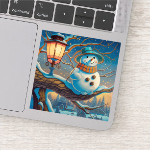 Der Snowman neben den Lampenschirmen der Straße Aufkleber
