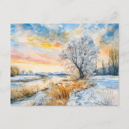 Der Snowy Havel River mit Willowtree. Aquarell Postkarte (Vorderseite)