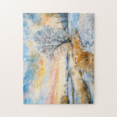 Der Snowy Havel River mit Willowtree. Aquarell Puzzle (Vertikal)