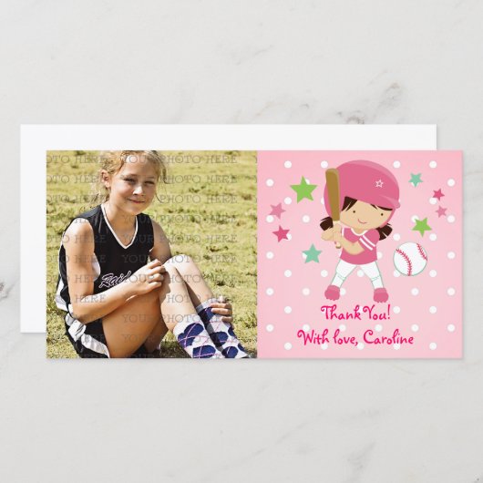 Der Softball, der Girly ist, danken Ihnen Dankeskarte (Vorne/Hinten)