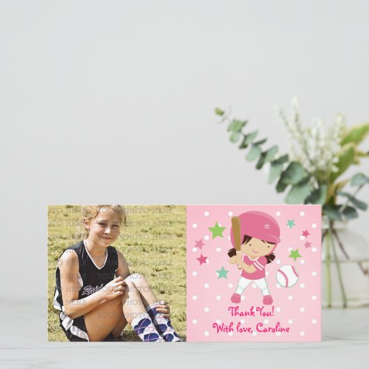 Der Softball, der Girly ist, danken Ihnen Dankeskarte (Stehend Vorderseite)