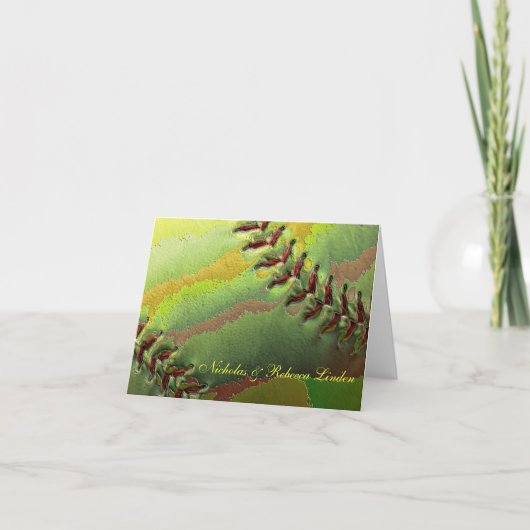 Der Softball-Sport, der Thema Wedding ist, dankt Dankeskarte (Vorderseite)