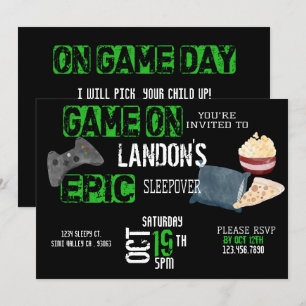 Der Sohn des jungen Mannes Gamer Sleepover Teen Einladung