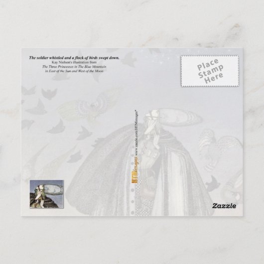 Der Soldat pfiff und eine Flock der Vögel kam Postkarte (Rückseite)