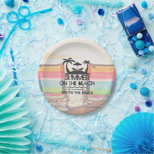 Der Sommer am Strand | PERSONALISIERT Pappteller (Party)