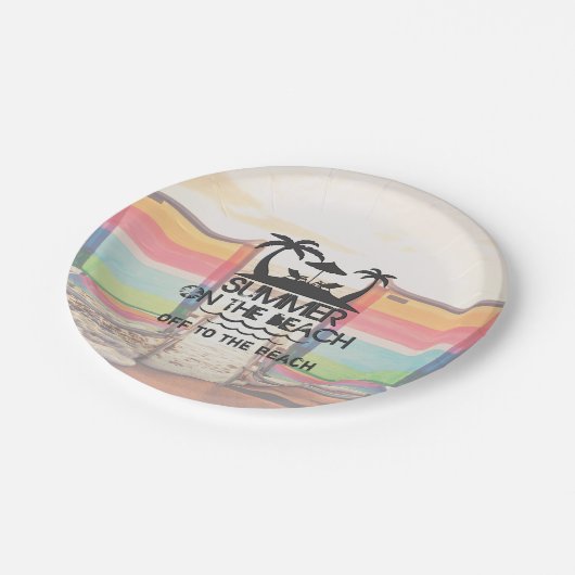 Der Sommer am Strand | PERSONALISIERT Pappteller (Schrägansicht)