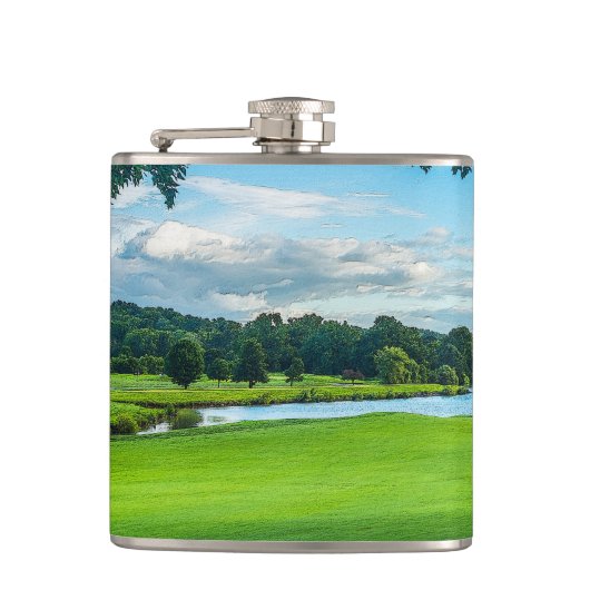 Der Sommer auf dem Golfplatz Flachmann (Vorderseite)