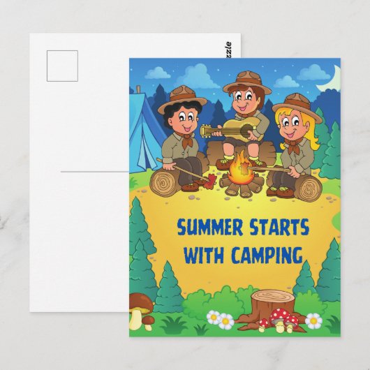 Der Sommer beginnt mit dem Camping Postkarte (Vorne/Hinten)
