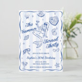 Der Sommer drehte sich um dreißig Hübschen Geburts Einladung (Stehend Vorderseite)