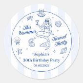 Der Sommer drehte sich um dreißig Hübschen Geburts Runder Aufkleber (Vorderseite)