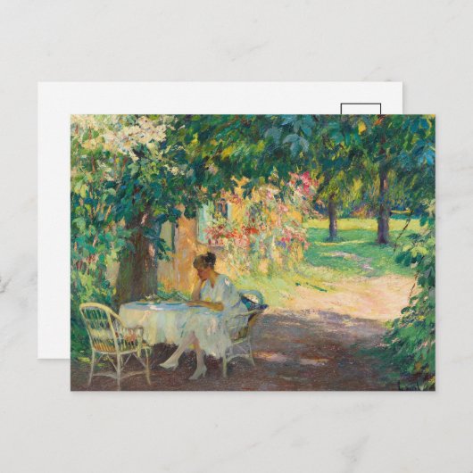 Der Sommer im Garten | Edward Cucuel Postkarte (Vorne/Hinten)