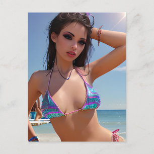 Der Sommer in der Beach Bikini Saison Postkarte