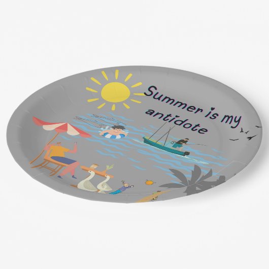 Der Sommer ist mein Gegenmittel Pappteller (Schrägansicht)