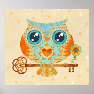 Der Sommer-Liebe-Buchstaben der Eule Poster