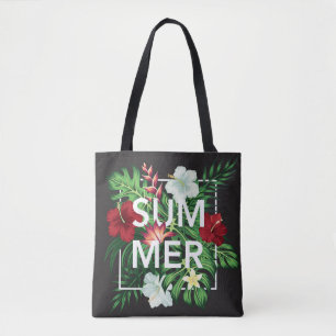 Der Sommer mit tropischen Hibisken in Weiß und Rot Tasche