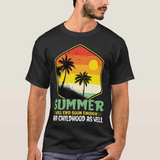 Der Sommer wird bald Ende Beach Palm Tree Sonnenun T-Shirt (Vorderseite)