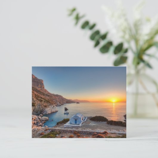 Der Sonnenaufgang von Agia Anna in Amorgos Postkarte (Stehend Vorderseite)