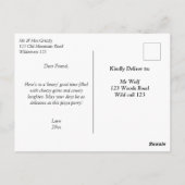 Der Sonnenbrunnen wünscht Bären mit einer riesigen Postkarte (Rückseite)