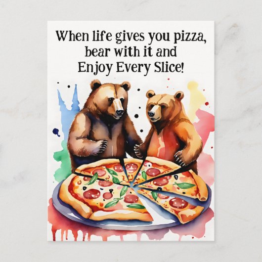 Der Sonnenbrunnen wünscht Bären mit einer riesigen Postkarte (Vorderseite)