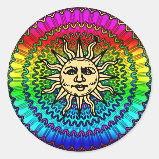 Der Sonnengott auf den Farben der Sonne Runder Aufkleber (Vorderseite)