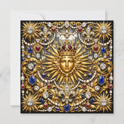 Der Sonnenkönig Versailles Französisch verziert Einladung (Vorderseite)