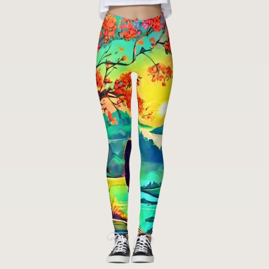 Der Sonnenuntergang am Fluss Leggings (Vorderseite)
