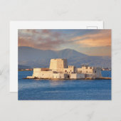 Der Sonnenuntergang auf dem Schloss von Bourtzi in Postkarte (Vorne/Hinten)