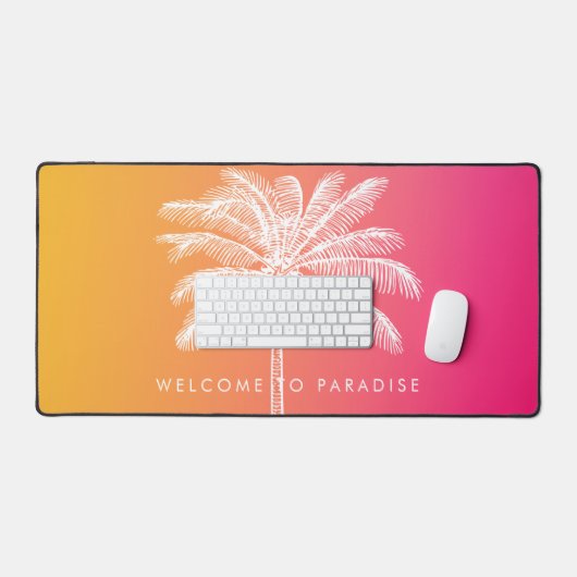 Der Sonnenuntergang der weißen Palmen Schreibtischunterlage (Tastatur & Maus)