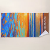 Der Sonnenuntergang des tropischen Strandes über d Strandtuch (Vorderseite)